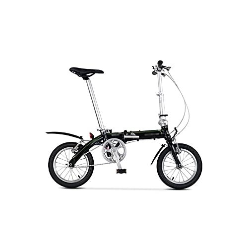 Folding Bike : Liangsujian Folding Bicycle Bike Aluminum Alloy Frame 14 Inch Single Speed Super Light Carrying City Commuter Mini (Color : Black)