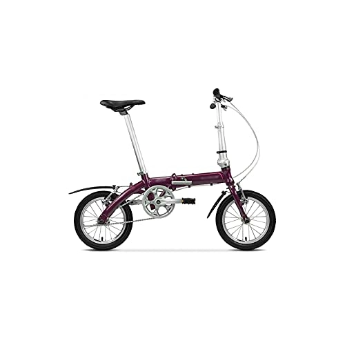 Folding Bike : Liangsujian Folding Bicycle Bike Aluminum Alloy Frame 14 Inch Single Speed Super Light Carrying City Commuter Mini (Color : Purple)