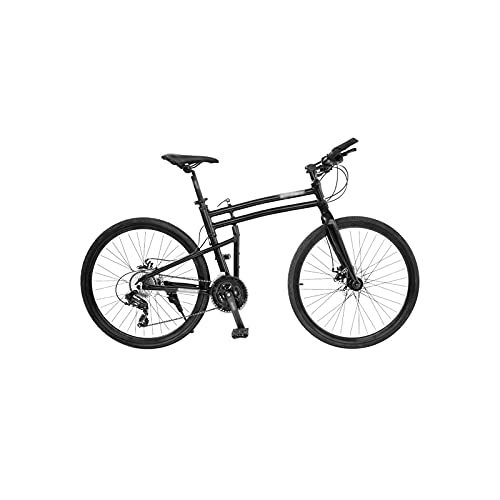 Folding Bike : Liangsujian Variable Speed Adult Folding Bike Frame Hydraulic Disc Brake City Riding 24 / 26 Inch Wheel Aluminum Alloy Anti-Rust Bicycle (Color : Black, Size : 24)