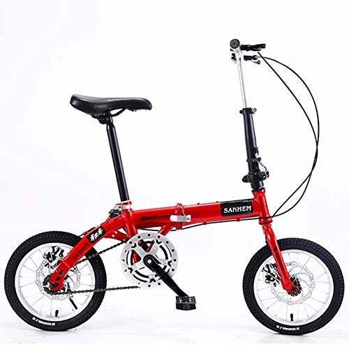 Folding Bike : LICHONGUI 16" Foldable Bicycle Mini Lightweight Portable Commuter Bike Suitable for Commuting Used by Students and Office Workers No Need To Install (Color : Red)
