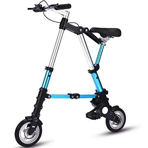 Folding Bike : LIERSI 8 Inch Folding Bicycle Women's Light Work Adult Adult Ultra Light Variable Speed Portable Adult Small Student Male Bicycle Folding Carrier Bicycle Bike, Blue