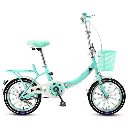 Folding Bike : LIERSI Non-Speed 16 Inch Student Folding Bike Male and Female Students Children Folding Bike, Pink And Blue, Blue