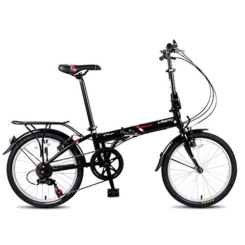 Folding Bike : Light Weight Mini Folding Bike, 20 Inch Portable Student Comfort Speed Wheel Folding Bike for Men Women Folding Casual Bicycle (Color : Black, Size : 20in)