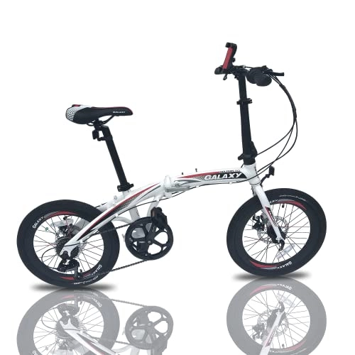 Folding Bike : Lightweight 20inch Alloy Folding City Bike 7 Speed Bicycle 20" 12kg Gears & Dual Disc Brakes Cycle (White