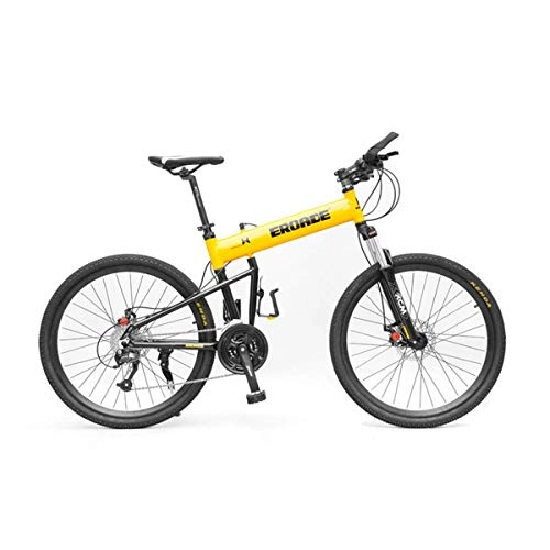 Folding Bike : Lightweight Folding 27 speeds Mountain Bikes Bicycles Shimano Alloy Stronger Frame Disc Brake, Yellow