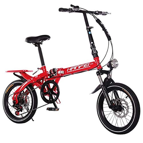 Folding Bike : Lightweight Folding Bicycle for Adults, 6-Speed Bike with Dual Suspension and Dual Disc Brake, 16inch