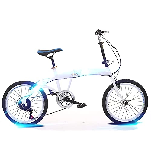 Folding Bike : Lightweight Folding Bike 20-inch Wheel Variable Speed Bike 6-speed City Bike Men's and Women's Bikes White