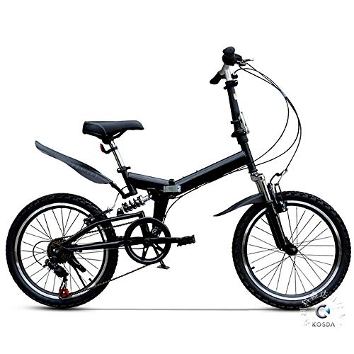 Folding Bike : Lightweight Folding Bike, 20-Inch Wheels, Portable Foldable Bicycle with Featuring Front and Rear Fenders and 6-Speed Drivetrain for City Riding Commuting and Walking to Work