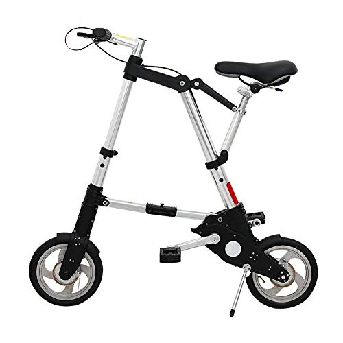 Folding Bike : Lightweight Folding Bike For Adult, Mini Bicycle With 8in 10in Tire For Women, Portable Outdoor Subway Transit Vehicles-Silver-10in Solid Wheel