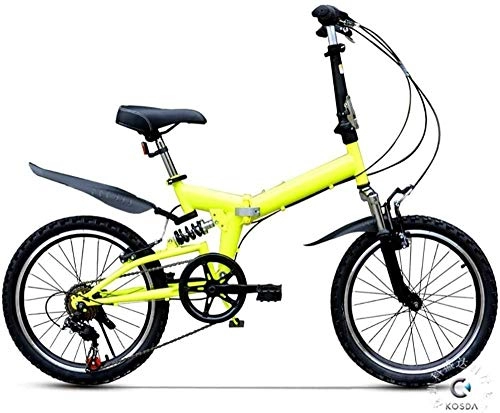 Folding Bike : Lightweight Folding Bike Portable Foldable Bicycle 20-Inch Wheels with Featuring Front and Rear Fenders and 6-Speed Drivetrain for City Riding Commuting and Walking to Work-20_E