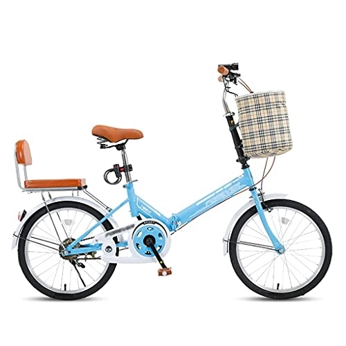 Folding Bike : Lightweight Folding Bike, Portable Foldable City Bicycles Travel Exercise Commuter Bicycle for Men Women And Student, Blue(Size:16 inch)