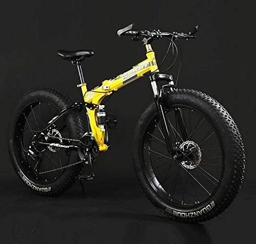Folding Bike : Lightweight， Folding Mountain Bike Bicycle, Fat Tire Dual-Suspension MBT Bikes, High-Carbon Steel Frame, Double Disc Brake, Aluminum Pedals And Stems, B, 24 inch 24 speed Inventory clearance
