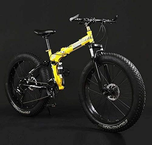 Folding Bike : Lightweight， Folding Mountain Bike Bicycle, Fat Tire Dual-Suspension MBT Bikes, High-Carbon Steel Frame, Double Disc Brake, Aluminum Pedals And Stems, B, 24 inch 30 speed Inventory clearance