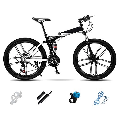 Folding Bike : Lightweight Folding MTB Bike, Foldable City Commuter Bicycles, 7 Speed Mens Womens Mountain Bike, 24 Inches 26 Inches Bicycle with Double Disc Brake WM-LIHGT / White / 24