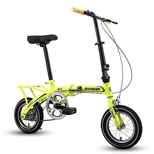 Folding Bike : Lightweight Mini Alloy Folding City Bike Bicycle, Dual Disc brakes Single speed Bicycle, for Adult Teens Students Office Workers with Back Rack