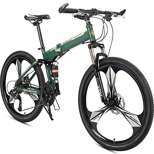 Folding Bike : LightweightMountain Folding Bicycle, 26" Double Suspension High Carbon Steel Frame 24 Speed Double Shock Absorption Teen Unisex Mountain Bike