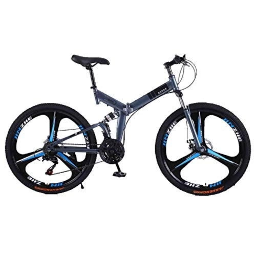 Folding Bike : LILIS Mountain Bike Folding Bike Bicycle Mountain Bike Adult MTB Foldable Road Bicycles For Men And Women 24In Wheels Adjustable Speed Double Disc Brake (Color : Gray-A, Size : 30 Speed)