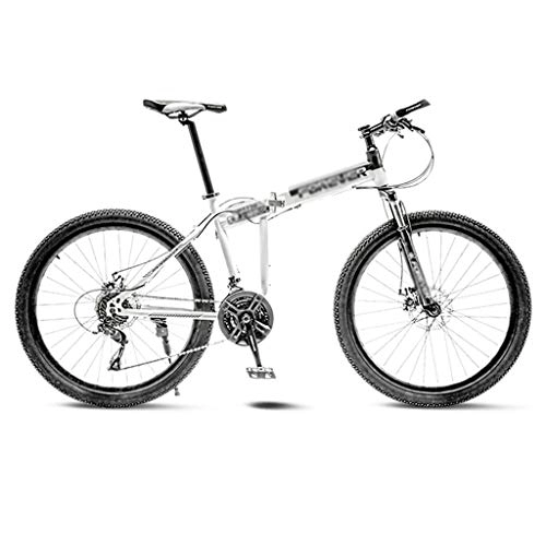 Folding Bike : LILIS Mountain Bike Folding Bike Folding Mountain Bicycle Road Bike Men's MTB 21 Speed Bikes Wheels For Adult Womens (Color : White, Size : 26in)