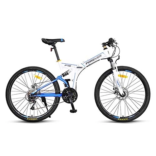 Folding Bike : LILIS Mountain Bike Folding Bike Folding Mountain Bicycle Road Bike Men's MTB 24 Speed 26 Inch Bikes Wheels For Adult Womens (Color : Blue)