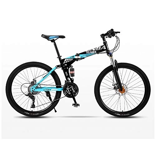 Folding Bike : LILIS Mountain Bike Folding Bike Mountain Bike Folding Bicycle Road Men's MTB Bikes 24 Speed Bikes Wheels For Adult Womens (Color : Blue, Size : 24in)