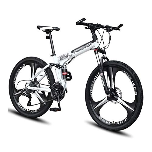 Folding Bike : LILIS Mountain Bike Folding Bike Mountain Bike Folding Road Bicycle Men's MTB 21 Speed Bikes Wheels For Adult Womens (Color : White, Size : 24in)