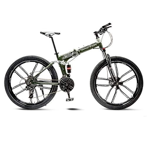 Folding Bike : LILIS Mountain Bike Folding Bike Mountain Bike Road Bicycle Folding Men's MTB 21 Speed 24 / 26 Inch Wheels For Adult Womens (Color : Green, Size : 24in)