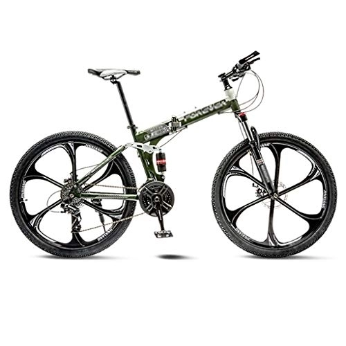 Folding Bike : LILIS Mountain Bike Folding Bike Mountain Bike Road Bicycle Folding Men's MTB Bikes 21 Speed 24 / 26 Inch Wheels For Adult Womens (Color : Green, Size : 24in)