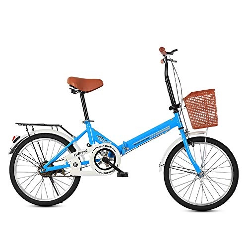 Folding Bike : LinGo Folding Bike 20Inch Wear-Resistant Lightweight Bicycle Multi Functional Adult City Student Commuter Bike Fast Folding Bike for City Riding And Commuting Sightseeing, Blue