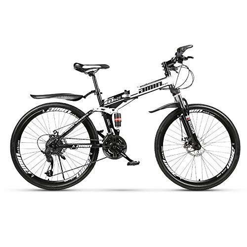 Folding Bike : Link Co Folding Mountain Bike Bicycle 26 Inch 27-Speed Double Shock Absorption One-Wheel Drive, White
