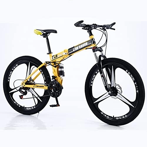 Folding Bike : LiRuiPengBJ Children's bicycle 26 Inch Folding Mountain Bike MTB Bicycle, Full-Suspension Adjustable Seat 21 Speeds Drivetrain with Disc-Brake Commuter Bicycle (Color : Style1, Size : 27 speed)