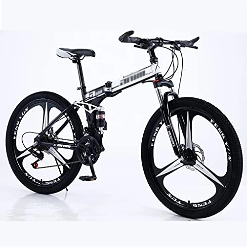 Folding Bike : LiRuiPengBJ Children's bicycle 26 Inch Folding Mountain Bike MTB Bicycle, Full-Suspension Adjustable Seat 21 Speeds Drivetrain with Disc-Brake Commuter Bicycle (Color : Style2, Size : 24 speed)