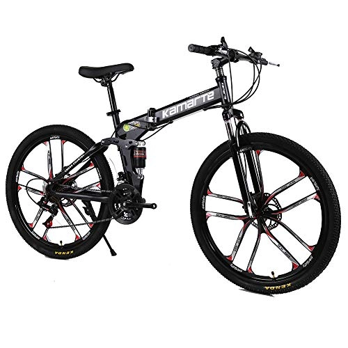 Folding Bike : Liu Aluminum Alloy Bike Folding Frame, Bicicleta Mountain Bike Woman Tires Hydraulic Brakes 21 / 24 / 27speed(10 Knife Wheel), 26 inch, 24 speed