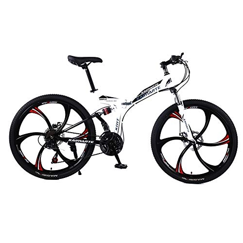 Folding Bike : LIU Foldable Bicycmountain Bike 24 / 26-inch steel 21 / 24 / 27-speed Bicycles Dual Disc Brakes Road Bikes Racing Bicyc BMX Bik, 26inch, 21speed