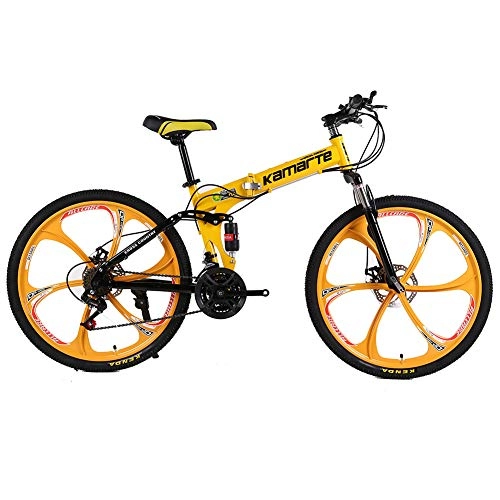 Folding Bike : Liu Mountain Bike 24 / 26 Inches 6 Spoke Wheels Dual Suspension Folding Bike 21 / 24 / 27 Speed MTB, Adults, Men and Women Universal, 24 inch, 24 speed