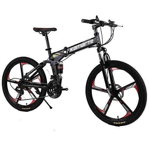 Folding Bike : Liu Mountain Folding Bike, 24 / 26" High Carbon Steel Frame Adult Cross Country Bicycle Dual Disc Brakes And Lockable Front Fork Super Clear Shifting Bicycle, 26 inch, 21 speed