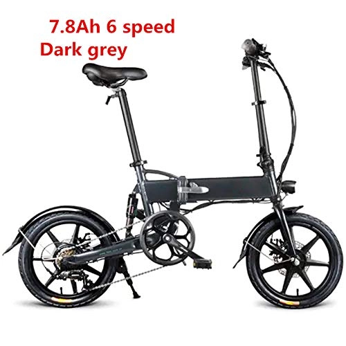 Folding Bike : LIU Variable Speed Electric Bike Aluminum Alloy Folding Bicycle 250W High Power E-Bike with 16 Wheels (7.8Ah), Gray