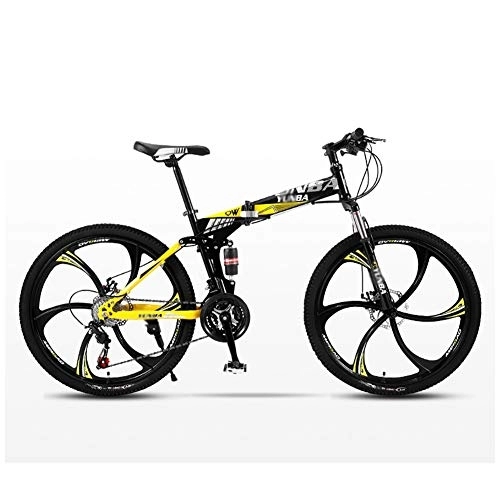 Folding Bike : LIUCHUNYANSH Off-road Bike Mountain Bicycle Folding Bike Road Men's MTB Bikes 24 Speed Bikes Wheels For Adult Womens (Color : Yellow, Size : 24in)