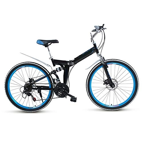 Folding Bike : LIUCHUNYANSH Off-road Bike Mountain Bike Adult Folding Bicycle Road Men's MTB Bikes 24 Speed 26 Inch Wheels For Womens (Color : Blue, Size : 26in)
