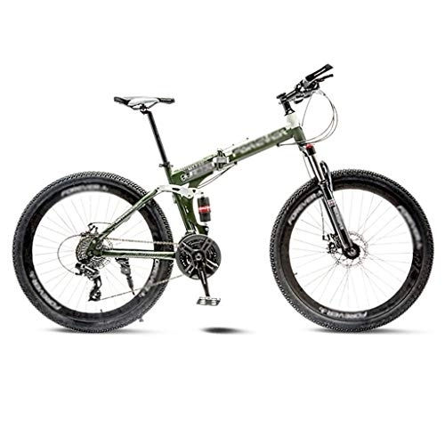 Folding Bike : LIUCHUNYANSH Off-road Bike Mountain Bike Folding Road Bicycle Men's MTB 21 Speed Bikes Wheels For Adult Womens (Color : Green, Size : 26in)