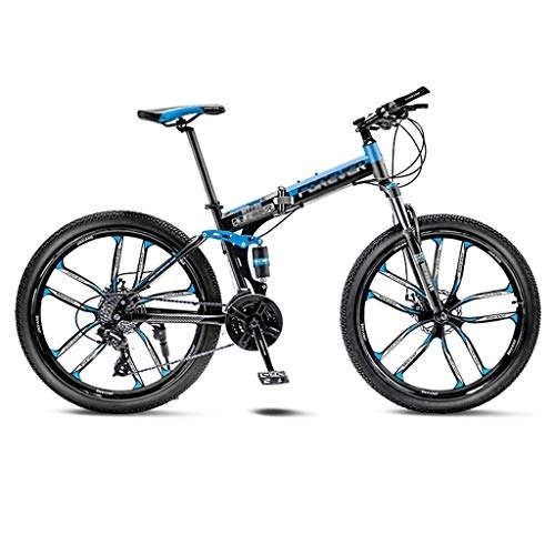 Folding Bike : LIUCHUNYANSH Off-road Bike Mountain Bike Road Bicycle Folding Men's MTB 21 Speed 24 / 26 Inch Wheels For Adult Womens (Color : Blue, Size : 24in)