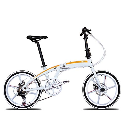 Folding Bike : LIUJIE Folding For 20-inch alloy ultra-lightweight notebook aluminum bicycle suspension mountain bike, Titanium, 6Spoke WheelsSuspension Bicycle Mens and Women Bike, White