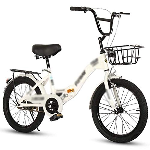 Folding Bike : LIUXIUER 16 Inch Folding Bicycle Women's Light Work Adult Adult Ultra Light Portable Adult Small Student Male Bicycle Folding Carrier Bicycle Bike, White