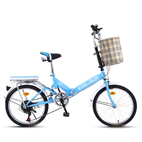 Folding Bike : LIUXIUER 20 Inch Folding Bicycle Thick Aluminum Alloy Double-Layer Knife Ring Women's Light Work Adult Ultra Light Variable Speed Portable Bicycle, Blue