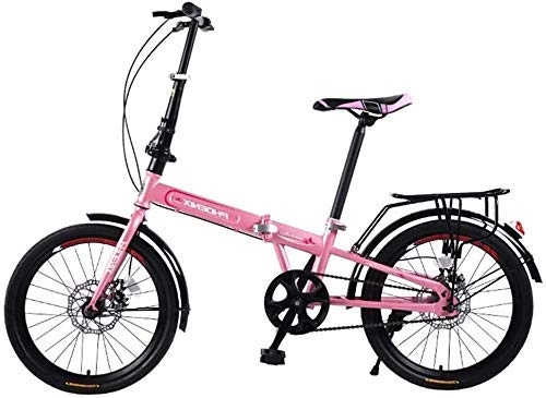 Folding Bike : LIXBB YANGHAO- Folding Bicycle Adult Portable Bicycle 20 inch Variable Speed Bicycle Male and Female Students Comter Car Adult Road Bike, Pink OUZDZXC-9 (Color : Pinka)