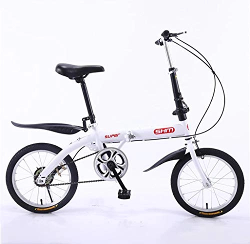 Folding Bike : LIXUE 16 inch Wheel Carbon Steel Frame Folding Bike Bicycle Outdoor, Urban sports, for Children / woman / travel, White