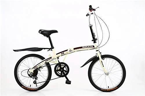 Folding Bike : LIXUE Folding Bicycle Adult Folding Bicycle 20 Inch Carbon Steel Alloy Wheel Bicycle, Suitable for Men And Women, Travel and Fun, Gold