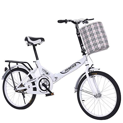 Folding Bike : LJ Bikes, Mountain Bikes, Folding Bicycle, 20 inch Variable Speed Child Folding Bike Ultra Light Speed Portable Bicycle, White