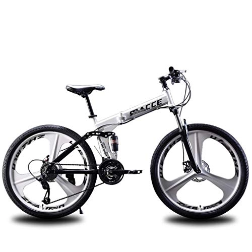Folding Bike : LJHSS Folding Bicycle 26 Inch 27 Speed Mountain Bike Male Cross-country Variable Speed Bicycle Double Shock Absorption Lightweight Young Student Adult (Color : White, Size : 26 inch 27 speed)