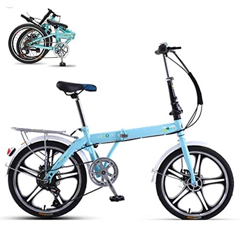 Folding Bike : LJYY 20-Inch Folding Bike for Adults Student, Portable Lightweight Folding Bicycle, Small Fold up City Bike Adjustable seat for Women Men Student, Damping Bicycle Urban Commuter Road Bike
