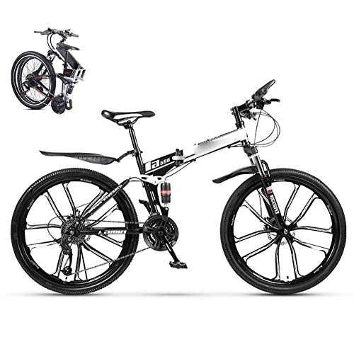 Folding Bike : LJYY Folding Mountain Trail Bike for Adults Student, 21 Speed Dual Suspension Bicycle MTB for Men Women, 26-Inches Wheels Dual Disc Brake Folding Outroad Bicycles, Fold up Road Bike